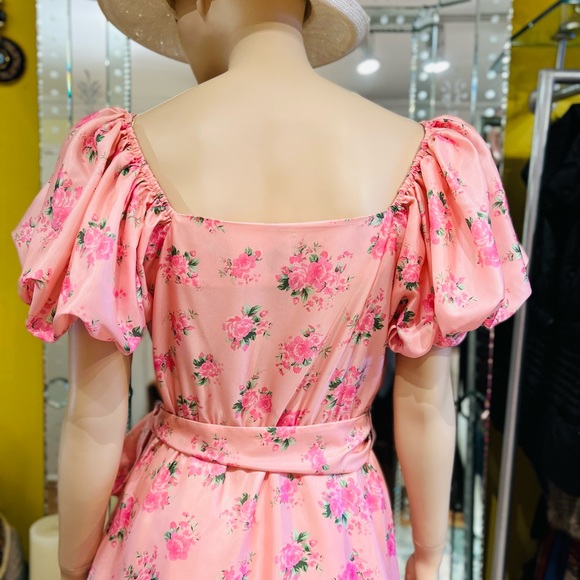 LoveShack Fancy Mini Floral Pink Dress Balloon Sleeves Size 6 - Picture 14 of 16